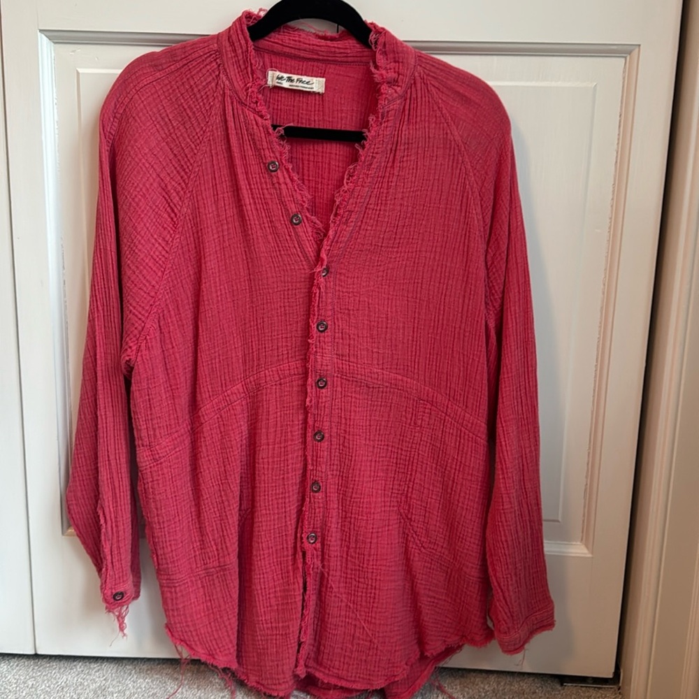 We The Free oversized button up shirt.  Size small